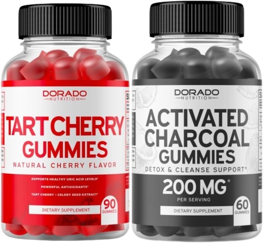 [BRSROFQPAQDWKE35] Tart Cherry (90 Gummies) Uric Acid Level Support Powerful Antioxidant with Celery Seed and Activated Charcoal (60 Gummies) Healthy Detox & Cleanse - Formulated from Organic Coconut Shells - USA Made