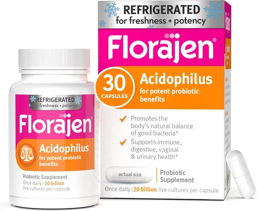 [BRSWIY32PJ6R6E3I] Florajen Acidophilus Probiotics, Υγεία των ορνίθων, Κολπική Υγεία, και συμπλήρωμα υποστήριξης του ανοσοποιητικού, δυσκοιλιότητα και Bloating ανακούφιση για ενήλικες, 30 κάψουλες (Ψυγεία)