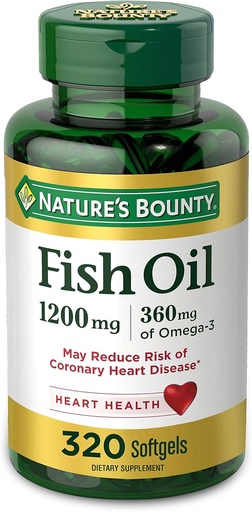 [BRSWGZQZDF5AKD3H] Aceite de pescado abundante de la naturaleza Softgels 1200 mg, 320 Conde