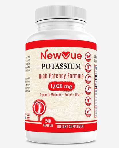 [BRSROGQBDEOQIGTJ] NewVue Potassium Supplement, 1020 mg,120 Servings, 240 caps