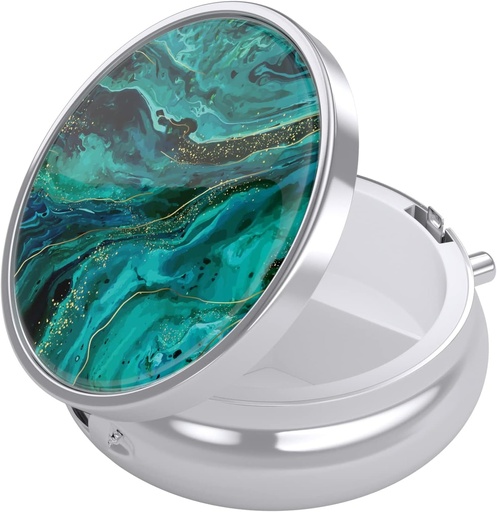 [BRSW2GATAUNGOHT4] Nipichsha Pill Box, Small Pill Case for Purse & Pocket, Cute Travel Medicine Organizer, Portable Medicine Container Holder to Hold Vitamins, Medication, Fish Oil & Supplement, Ocean Marble