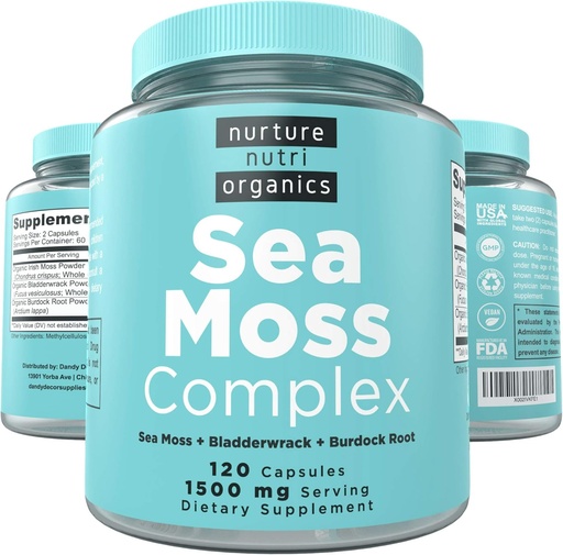 [BRSWY2QCOQAQO3LH] Nurture Nutri Organic Sea Moss Complex - 120 Irish Sea Moss Capsules | Sea Moss Organic | Irish Sea Moss Organic Raw | Seamoss Raw Organic | Sea Moss and Bladderwrack Capsules | Seamoss Pills |