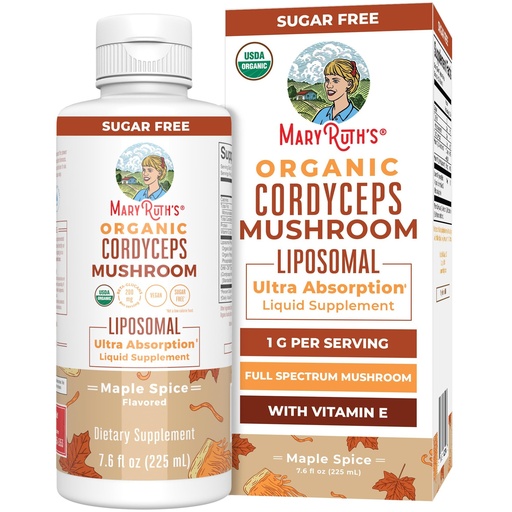 [BRSRAFTYCQFR6HLA] MARYRUTH'S Organics Cordyceps Mushroom Supplement | Ultra Absorption Liposomal | Full Spectrum Mushroom | 200mg Beta-Glucans Per Serving | USDA Organic | Vegan | 7.6 oz | 15 Servings