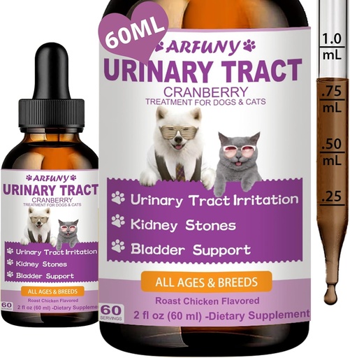 [BRSROBQFCMHRUALX] Cat & Dog Urinary Tract Infection Treatment - Support Bladder, Kidney & Incontinence - Cranberry Supplement for Cats & Dogs - Pet UTI Supplement - Pet Kidney Support - Roast Chicken Flavor
