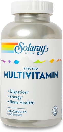 [BRSWIYTYCUPRE3A7] SOLARAY Spectro Multivitamin with Iron - Multi Vitamin with Calcium, Magnesium, Energizing Greens, Herbs & Digestive Enzymes - Digestion, Energy, and Bone Health Support (60 Servings, 360 Capsules)