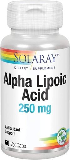[BRSWIYTYO4GW2GD6] SOLARAY Alpha Lipoic Acid 250 mg - 60 VegCaps - Healthy Antioxidant Activity & Energy Support - Non-GMO & Vegan
