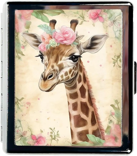 [BRSROCQRDJ7BSCQ4] Travel Pill Organizer Small Pill Case for Purse Essentials 7 Days Cute Pill Box with Mirror Portable Pill Box for Pocket or Purse Pill Containe Travel Gifts (Giraffe with Floral Crown)