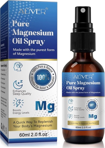 [BRSRA2QLOVYRGHQY] Magnesium Olje for føtter (2 fl oz), ren magnesiumoljesprøyte, Topisk Magnesium Spray Glassflaske, Nør huden, Unclog porer, lett å bruke