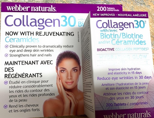 [BRSW2EIZOYMAEYLA] Biotin və Ceramids ilə Webber Naturals Collagen 30, 200 Tablet