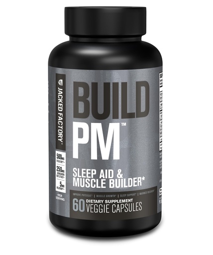 [BRSWGHA2BMHB4EQ4] Jacked Factory Build PM Night Time Muscle Builder & Sleep Aid - Post Workout Recovery & Sleep Support Supplement w/VitaCherry Tart Cherry, Ashwagandha, & Melatonin - 60 Natural Veggie Pills