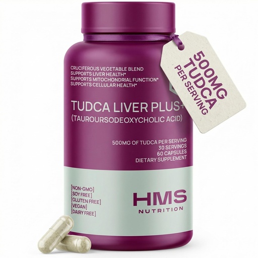 [BRSRAFA6A4GRSFL7] TUDCA Liver Plus+, Liver Support Supplement for Liver Cleanse with Milk Thistle Seed Extract, Vitamin B12, Folate, Tudca Bile Salt Supplement (Tauroursodeoxycholic Acid), 60 Capsules, 1 Month Supply