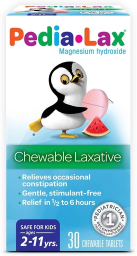 [BRSWIZLQBMCQMEY5] Pedia-Lax Laxative Chewable Tablets for Kids, Ages 2-11, Watermelon Flavor, 30 CT