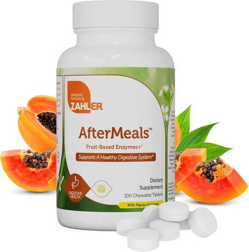 [BRSWYHD4PIJRM3T7] Zahler Aftermeals, Natural Antacid Chews, Papaya Enzyme Chewable Tablets, Digestive Aid Supplement, Certified Kosher, 100 Chewable Tablets