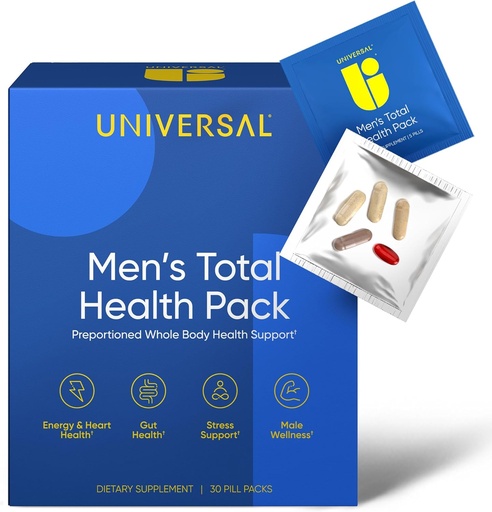 [BRSROBALBABBQ2DJ] Mens total helse daglige vitaminpakker - 22 essensielle mineraler og vitaminer for menn, alt-i-ett flervitamin Supplement for energi, stress støtte, hjerte, Gut helse med krillolje, adaptere - 30 Pack