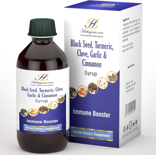 [BRSRAZIYC4HQK2Y6] Elderberry Free Immune Support Syrup for Kids and Adults - Perfect Blend of Organic Black Seed, Turmeric, Clove, Cinnamon & Garlic - Toddler Immune Booster Without Organic Elderberry Syrup