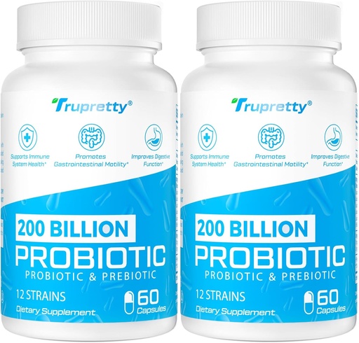 [BRSROZYECQPWM23D] 200 억 Cfus 12 Strains Probiotic, 3 유기 프리 바이오 틱스, 여성 남성을위한 프로 바이오 틱스, Immune, Gut, Digestive 건강, 선반 안정, 비 GMO, 120 모자 (120 일 공급)