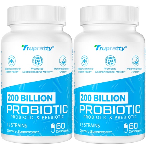 [BRSROZYECQPWM23D] 200 Billion Cfus 12 Strains Probiotic, with 3 Organic Prebiotics, Probiotics for Women Men, Daily Supplement for Immune, Gut, Digestive Health, Shelf Stable, Non GMO, 120 Caps (120-Days Supply)