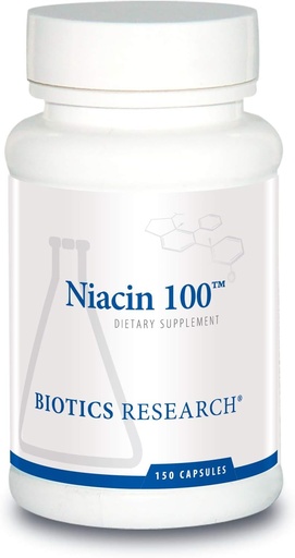 [BRSWKGIABAGRMGA7] Biotikas pētījumi Niacin 100, 100 Milligram Niacin, vitamīns B3, holesterīns, ABL, ZBL, triglicerīds, LP, kardiovaskulārā veselība, 150 kapsulas