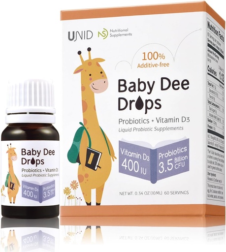 [BRSRO23YBEMAE3Q2] BabyDee Drops Probiotics (3.5 Billion CFU) + Vitamin D3 (400 IU) | 100% Additive-Free Liquid Probiotic & Vitamin D3 for Infants, Toddlers, & All Ages | Immune & Digestive Support | 0.34 Fl Oz