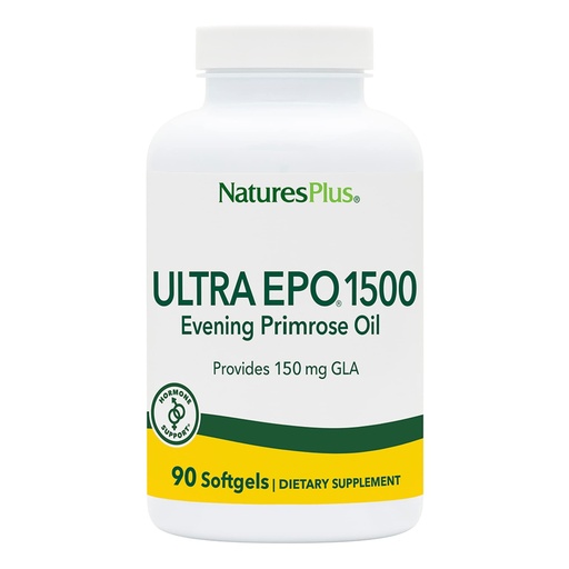 [BRSWIYQCBIJRQ2L4] NaturesPlus Ultra EPO 1500 - Evening Primrose Oil - Premenstrual and Menopausal Antioxidant Support - Promotes Clear Skin - Gluten Free - 90 Softgels, 90 Servings