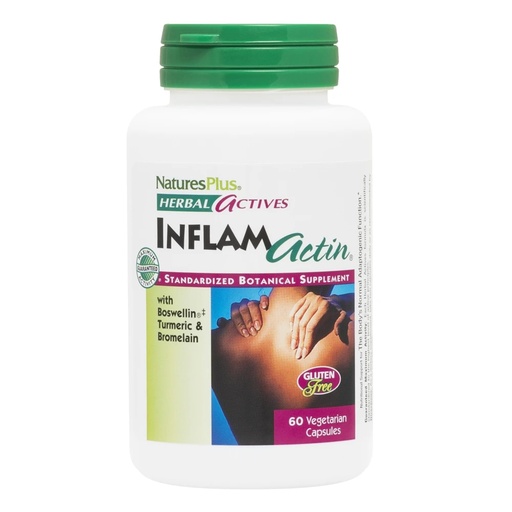 [BRSWIYTYO4ORYC3A] NaturesPlus Herbal Actives InflamActin - 60 Vegetarian Capsules - Herbal Supplement with Turmeric & Bromelain - Supports Adaptogenic Function - Vegan, Gluten-Free - 30 Servings
