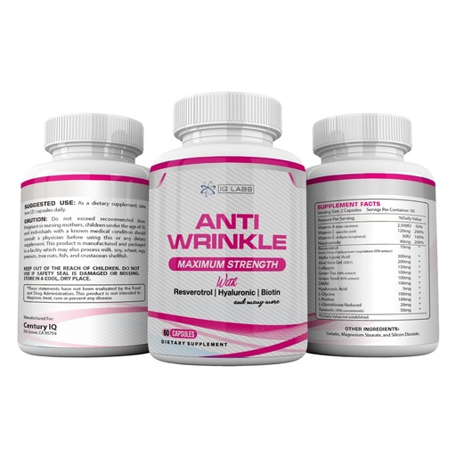 [BRSWIZACDIEAE23A] Skin Beauty Solutions (4) Anti-Wrinkle Max Supplements 240 Capsules w/Resveratrol, Alpha Lipoic Acid, Collagen, DMAE, Hyaluronic +Pills