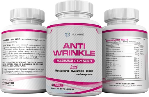 [BRSWIZACDIEAE23A] Skin Beauty Solutions (4) Anti-Wrinkle Max supplements 240 Capsules w/Resveratrol, Alpha Lipoic Acid, Collagen, DMAE, Hyaluronic +Pills