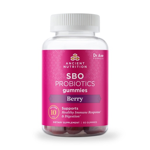 [BRSW2BL5BZ4B4HLU] Ancient Nutrition Probiotics, SBO Probiotics Berry Gummies 10 Billion CFUs*/Serving, Healthy Digestive and Immune Response Support, Gluten Free, Reduces Occasional Bloating, 60 Count