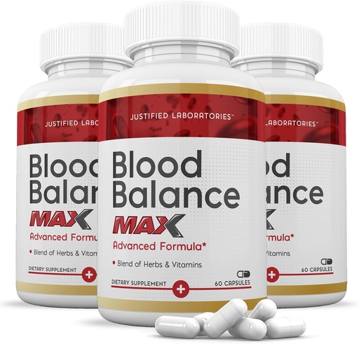 [BRSW2YD2OB7GACDX] Justified Laboratories (3 Pack Blood Balance Max 1295MG Formula Supplement Pills 180 Capsules