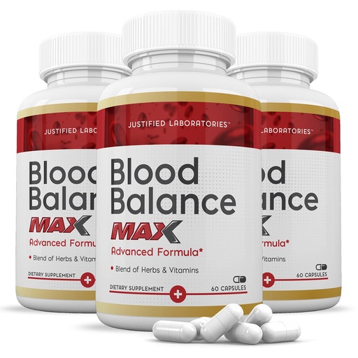 [BRSW2YD2OB7GACDX] Justified Laboratories Blood Balance Max - 60 Capsules, Pack of 3 - Advanced Circulatory Support Formula with a Blend of Herbs & Vitamins - 90 Servings