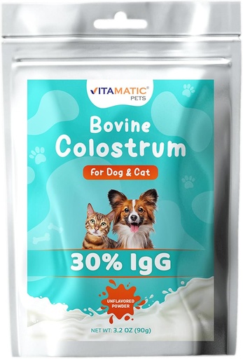 [BRSRAATYDINWCDY2] Colostrum vitamático bovina para cans e gatos, 90 gramos, 30% de inmunoglobulinas, Fed de herba