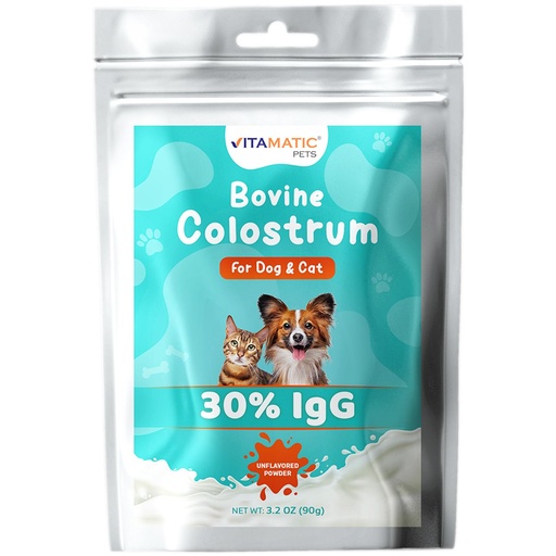 [BRSRAATYDINWCDY2] Vitamatic Bovine Colostrum for Dogs and Cats, 90 Grams, 30% Immunoglobulins, Grass Fed