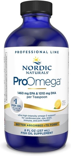 [BRSWIZ3RA4AGKYLA] Nordic Naturals ProOmega Liquid, Lemon Flavor - 8 oz - 2840 mg Omega3 - High Potency Fish Oil with EPA & DHA - Promotes Brain, Eye, Heart, & Immune Health - Non-GMO - 48 Servings