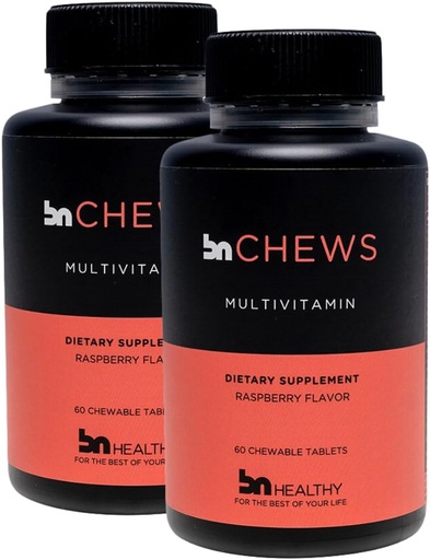 [BRSRAZIEPIOQMEL2] BNHealthy Chewable 2 Pack Bariatric Multivitamin με σίδηρο, βιταμίνη B12, Delicious Raspberry Flavor – 120 Ct – 60-120 Day Supply.