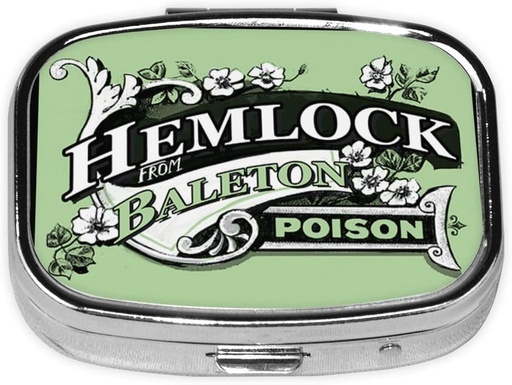 [BRSRAZTQOB6RGE3H] Metal 2 Compartment Pill Organizer Travel Friendly Portable Compact Pill Box Cute Pill Case to Hold Vitamins/Fish Oil/Supplements/Meds/Tablet for Purse/Pocket (Hemlock from baleton Poison)