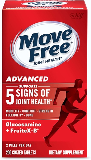 [BRSWGZYOAEGQAHQ6] Move Free Advanced Glucosamine Chondroitin + Calcium Fructoborate Joint Support Supplement, Supports Mobility Comfort Strength Flexibility & Bone - 200 Tablets (100 servings)*