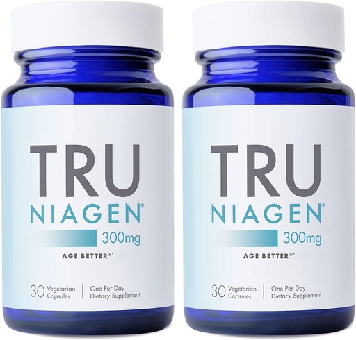 [BRSWGC33DEHBS3IV] TRU NIAGEN Patented NAD Supplement for Anti Aging and Cell Regeneration, 300mg Niagen, 30 Servings | Supports Cellular Energy, Brain, Muscle | Nicotinamide Riboside (NR) Take 1 Daily | 2 Bottles
