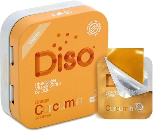 [BRSRAGITOEJWAFLO] DISO - Curcumin - Fast-Dissolving Turmeric Oral Strips, Orange Flavor, Vegan, Sugar Free, Maximum Absorption, Gluten Free, Individually Wrapped, 30 Dissolvable Strips