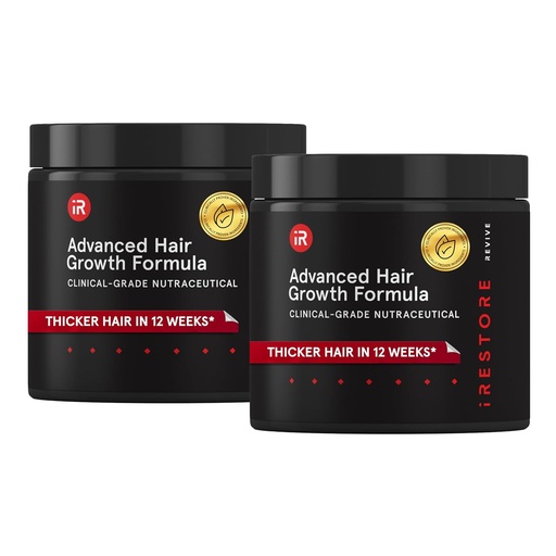 [BRSRAZL4DN7GOCYU] iRestore Advanced Hair Growth Supplement for Women, Vitamines capillaires pour une croissance plus rapide des cheveux, le meilleur pour la perte de cheveux et la minceur - 1 mois d'approvisionnement Chacun - 1 Compte (paquet de 2) - Noir