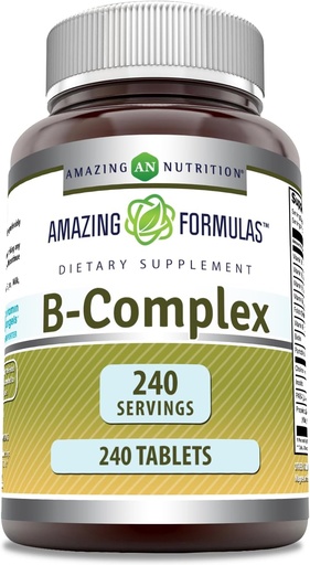 [BRSROCDYOEIWOELP] Amazing Formulas Vitamin B Complex with 11 Key Nutrients | Tablets Supplement | Vitamin B1, B2, B3, B6, B12, Folic Acid, Biotin, Choline, Inositol, PABA (240 Count)