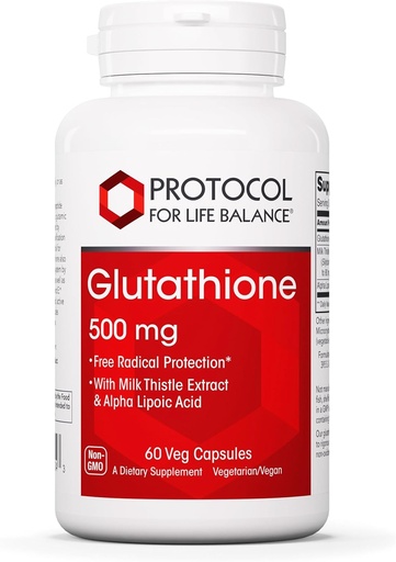 [BRSWIFYADEHRKADI] PROTOCOL FOR LIFE BALANCE Glutathione 500mg - Milk Thistle and Alpha-Lipoic Acid - 60 Veg Caps