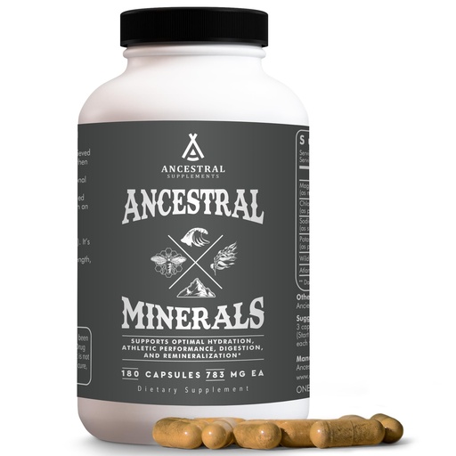[BRSW2YIRCAFW2H3P] Ancestral Supplements Minerals & Electrolytes with Magnesium, Potassium, Sodium, Supports Optimal Hydration, Immune Health, Athletic Performance, Digestion, and Remineralization, 180 Capsules