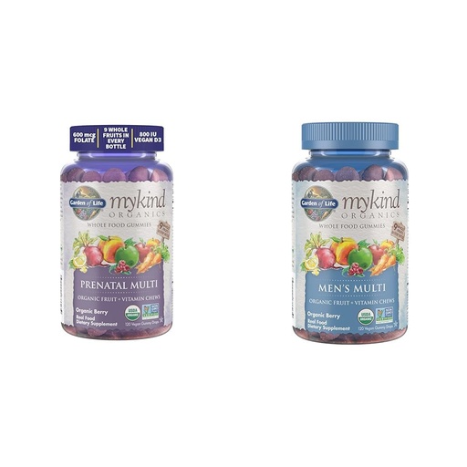 [BRSROBL3CRYAEFY6] Garden of Life Organics Prenatal Gummies Multivitamin with Vitamin D3, B6, B12 & Organics Men's Gummy Vitamins Multi Berry, 120 Count