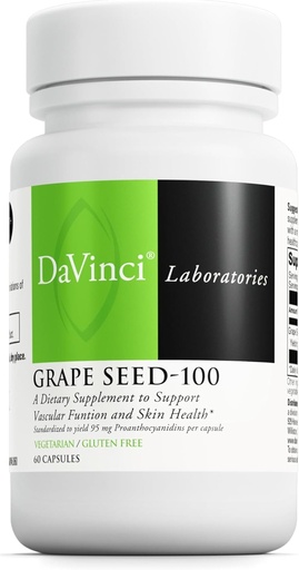 [BRSWIED3BABBWGAV] DAVINCI Labs Grape Seed-100 - Suplemento dietético para apoiar o sistema inmunitario, función vascular e pel saudable * - con extracto de sementes de uva 100 mg por porción - cápsulas vexetarianas 60