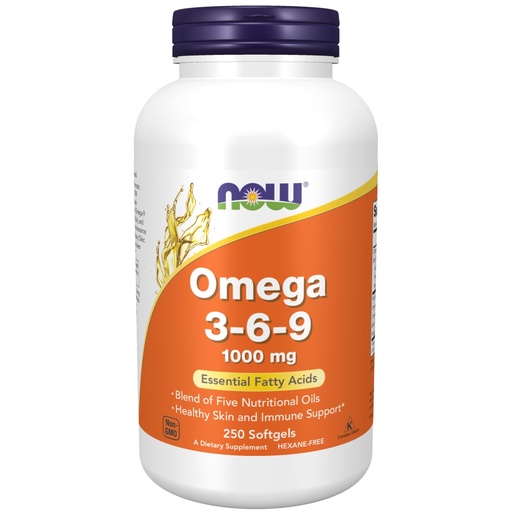 [BRSWIY32BQNBW2LG] NOW Foods Supplements, Omega 3-6-9 1000 mg with a blend of Flax Seed, Evening Primrose, Canola, Black Currant and Pumpkin Seed Oils, 250 Softgels