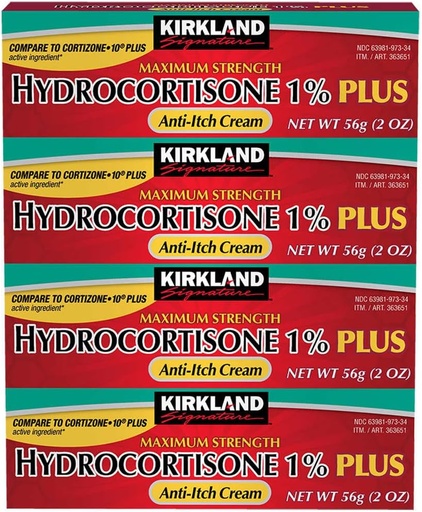 [BRSWIYATAUMGO2AV] Kirkland Signature Maximum Strength Hydrocortisone Cream 1% with Aloe, 2-ounce (pack of 4)