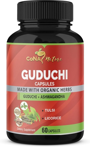 [BRSWYGTRCUPGEHY3] אורגני Giloy Guduchi לחלץ קפסולות & Ashwagandha, Licorice, Holyזיל | Imm Booster