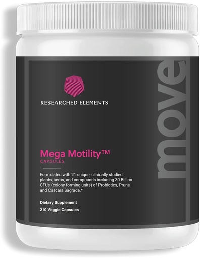[BRSRAZABAACQO3Y3] Mega Motility Digestive Health Supplement to Promote GI Motility - Effective and Clean Herbal Prebiotic/Probiotic Formulation - Helps Reduce Constipation, Gas and Bloating (Capsule, 60 Veggie Caps)