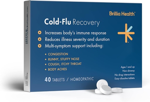 [BRSRMALYDJ6B6FI4] Brillia Health - Cold-Flu Recovery - 40 Tablets - Homeopathic Cold-Flu Relief - Provides Clinically-Proven Relief for Cold, Flu & Cough - for Adults & Children