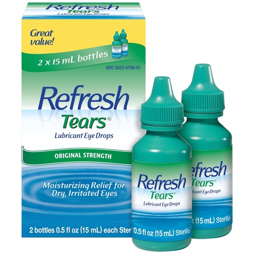 [BRSWIYTZPMFQMCYV] Refresh Tears, Lubricant Eye Drops, 2 Bottles .5 fl oz (15 ml)